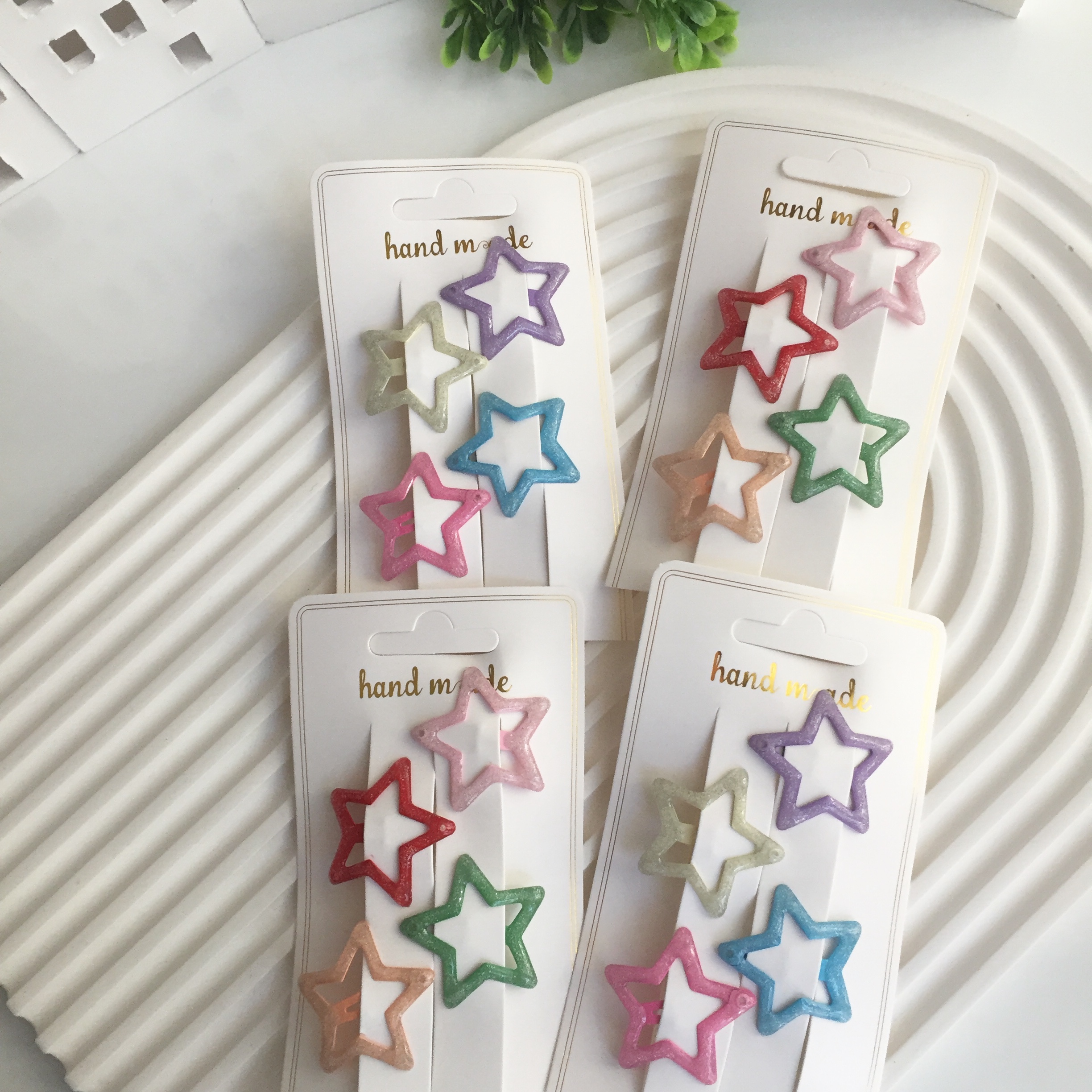 4lü Jel görünümlü  simli yıldız çıtçıt toka