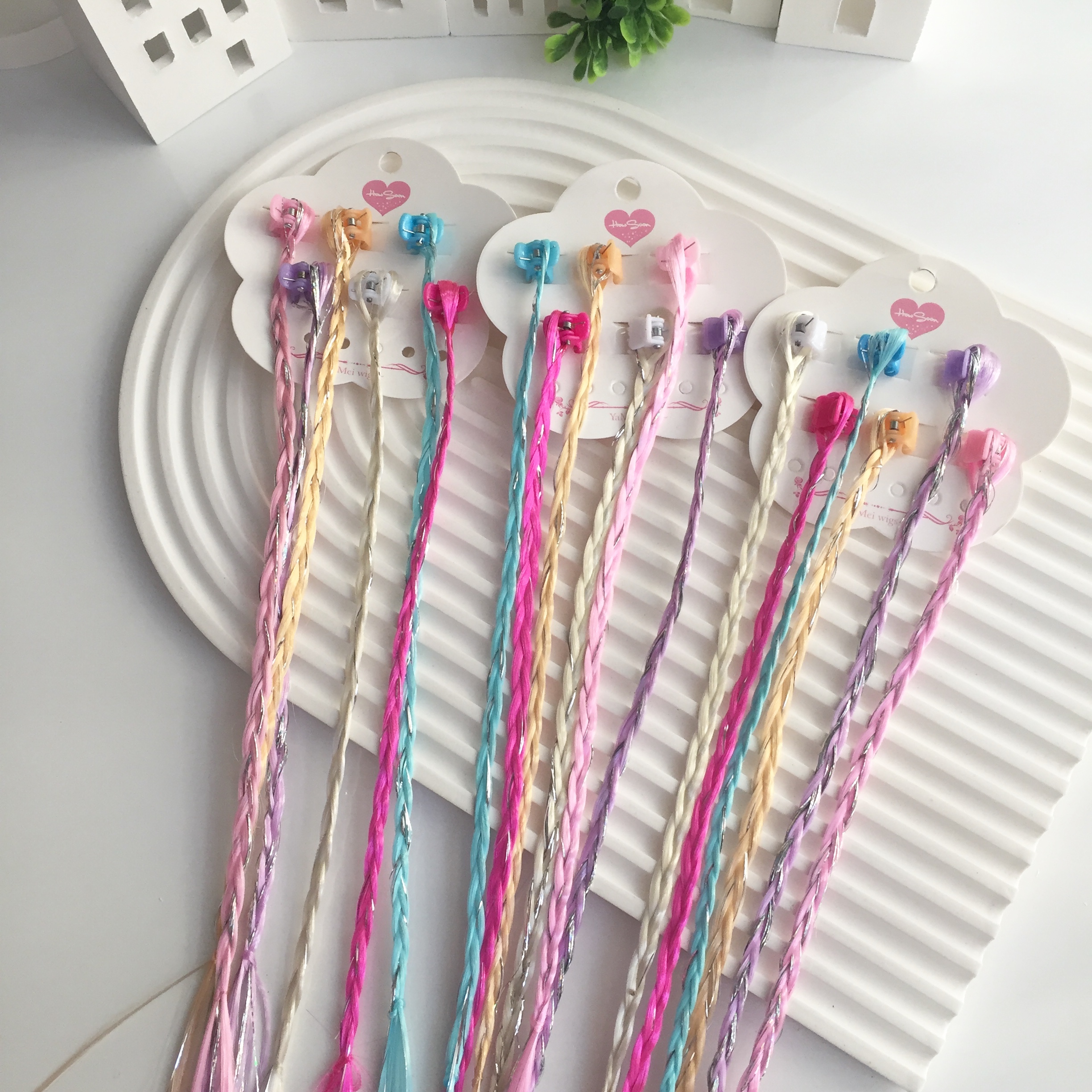 6’lı Renkli Simli Yapay Saç