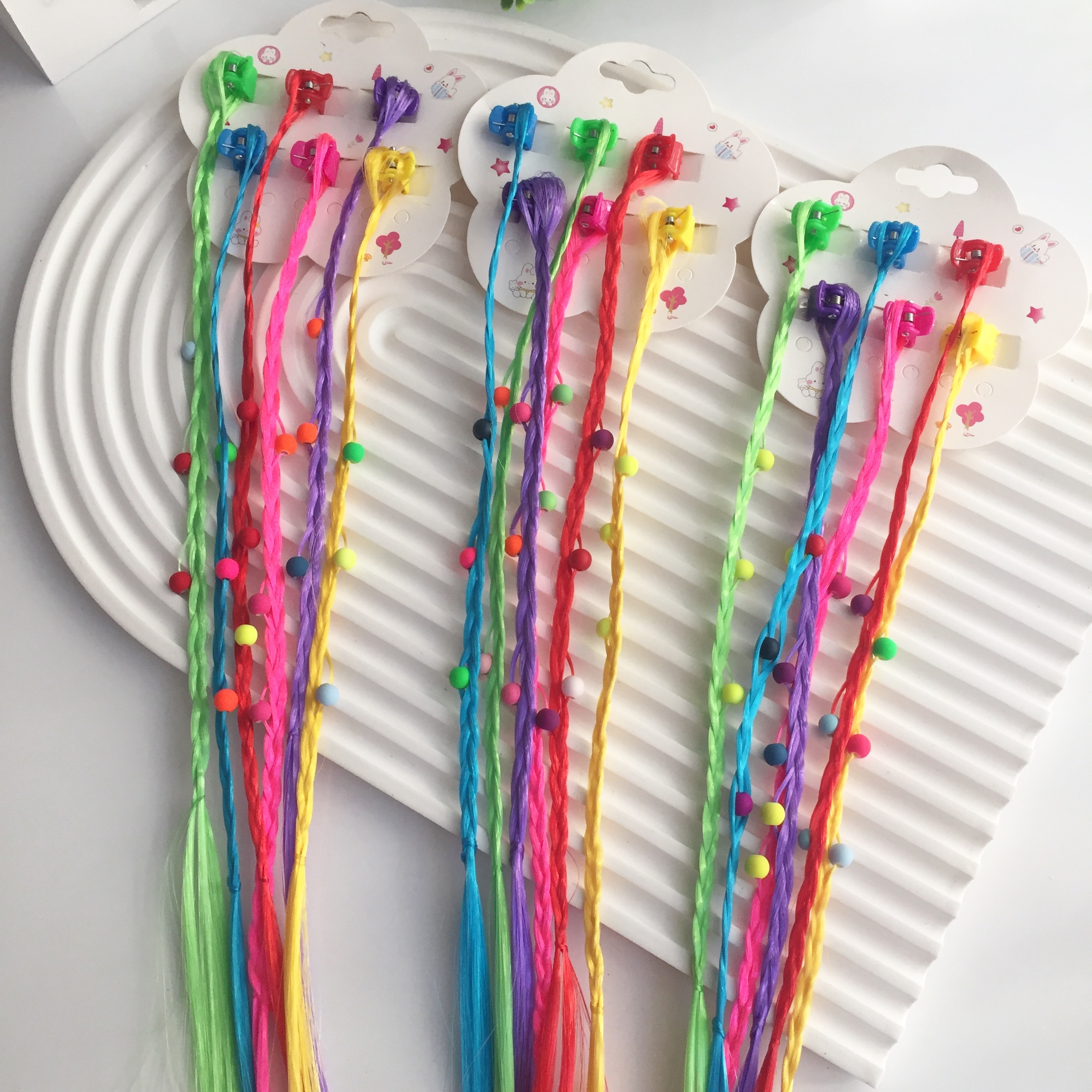 6’lı Boncuklu Renkli Yapay Saç